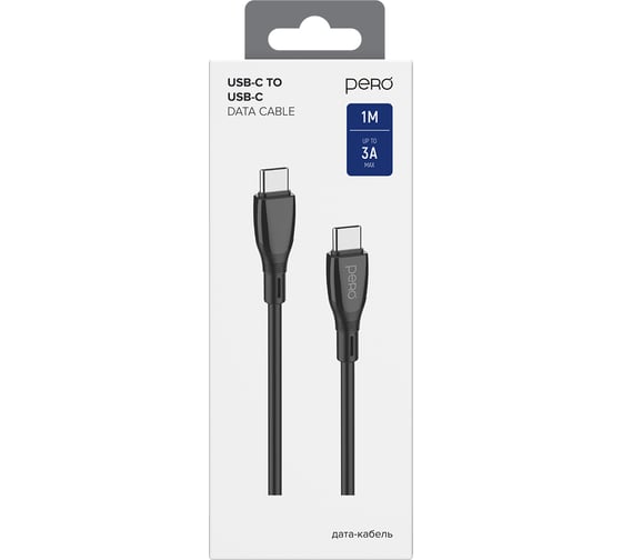 Дата-кабель PERO DC11 PD Type-C to Type-C, 60W, 1m, Black PRDC-11TT1MB