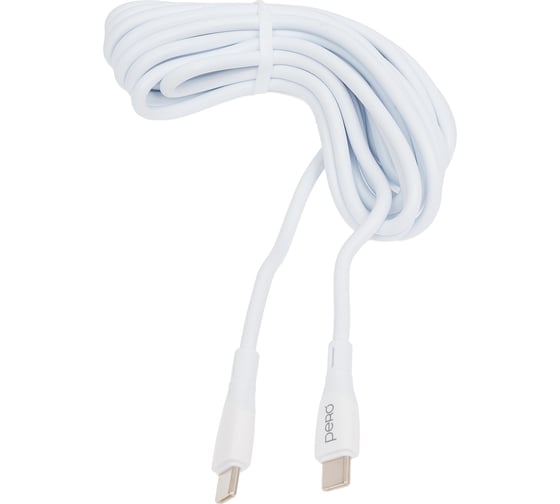 Дата-кабель PERO DC11 PD Type-C to Type-C, 60W, 3m, White PRDC-11TT3MW