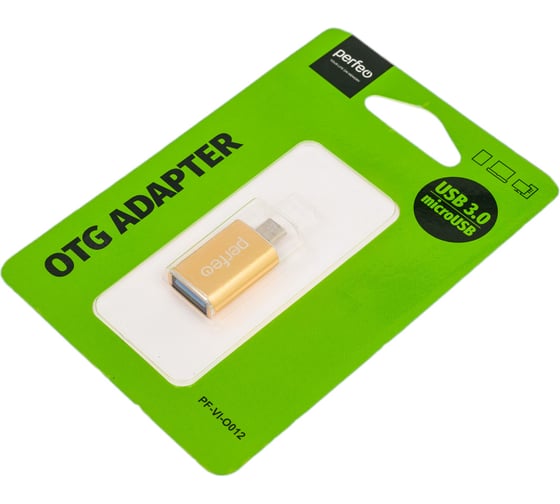 Адаптер USB на micro USB Perfeo с OTG, 3.0 золотой 30014898