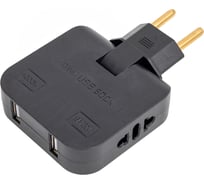 Сетевой тройник поворотный PROGIX c USB ABU2P
