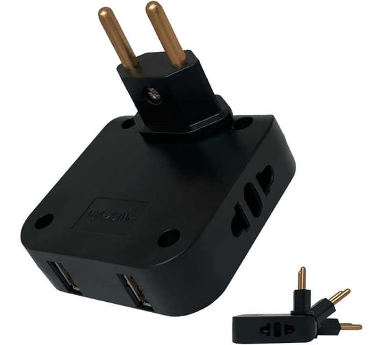 Сетевой тройник поворотный PROGIX c USB ABU2P