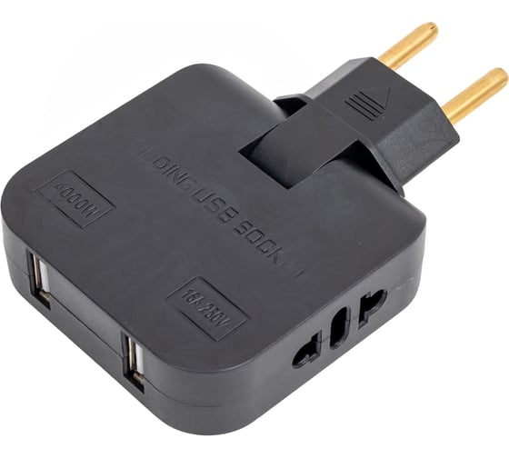 Сетевой тройник поворотный PROGIX c USB ABU2P