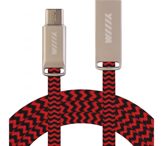 Data-кабель Wiiix Type-C красный шелк 120 см, разъем цинк CB955-2A-UTC-SK-12R
