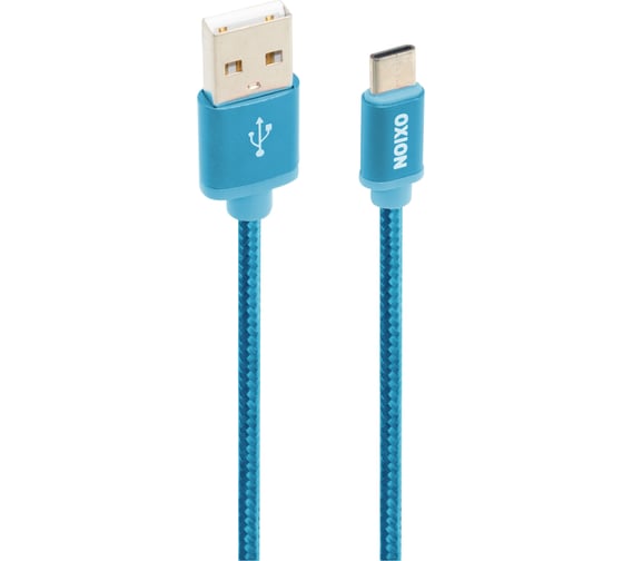 Дата-кабель OXION DCC259 с возможностью зарядки для Type-C 1.3м синий в оплётке, арт. OX-DCC259BL