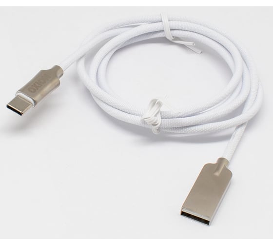 Дата-кабель OXION SC034TWT с возможностью зарядки для Type-C 1м в оплётке, белый, арт. OX-SC034TWT