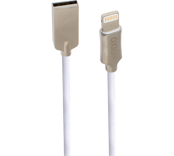 Дата-кабель OXION SC034A USB2.0 - 8 PIN, 1м, метал. кон., тканевая оплетка, белый, блистер, апр. OX-SC034AWT
