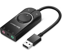 Внешняя стерео звуковая карта Ugreen CM129 (40964) USB External Stereo Sound Adapter, длина 15 см. цвет черный 40964_