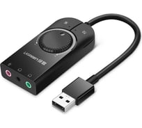 Внешняя стерео звуковая карта Ugreen CM129 (50599) USB External Stereo Sound Adapter, длина 1м. цвет черный 50599_