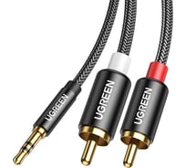 Кабель Ugreen AV1163.5mm Male to 2RCA Male Cable, длина 1м. цвет черный 10749_