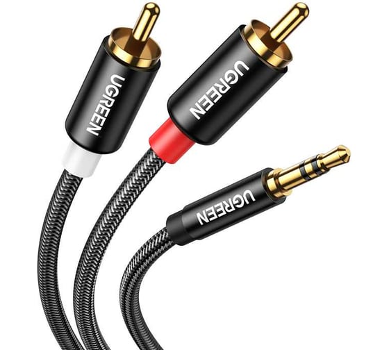 Кабель Ugreen AV1163.5mm Male to 2RCA Male Cable, длина 1м. цвет черный 10749_