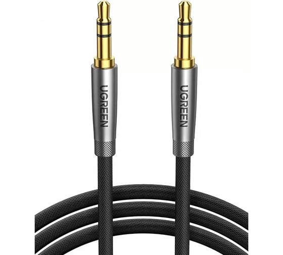 Кабель Ugreen AV150 (50356) 3.5mm Male to Male Alu Case Braid Audio Cable, длина 1,5м. цвет серебристо-серый 50356_