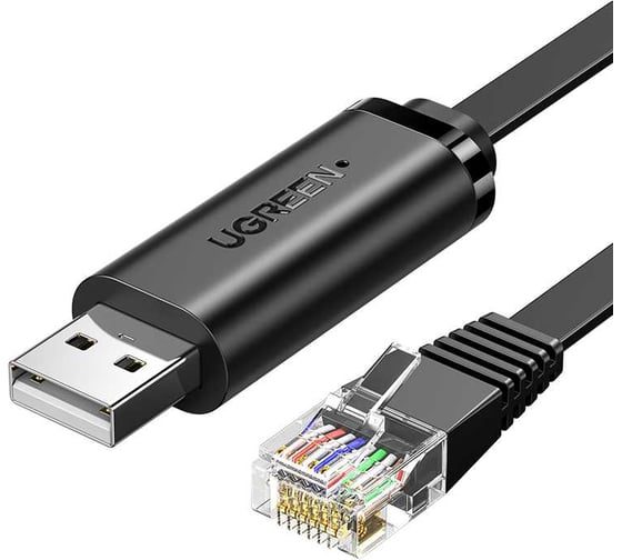 Кабель Ugreen CM204 USB-A to RJ45 Console Cable, длина 3м цвет черный 60813
