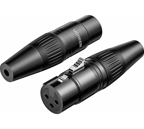 Разъем Ugreen AV162 (80440) Cannon XLR Three Core Audio Connector Female (гнездо). цвет черный 80440_ 1
