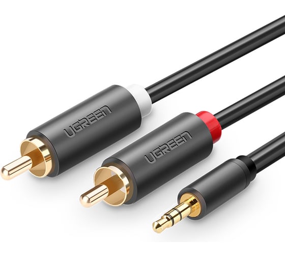 Аудиокабель Ugreen AV102 3.5mm Male to 2 RCA Male Audio Cable, длина 3м. цвет серый 10512_ 1