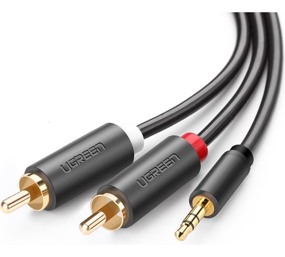 Аудиокабель Ugreen AV102 3.5mm Male to 2 RCA Male Audio Cable, длина 3м. цвет серый 10512_