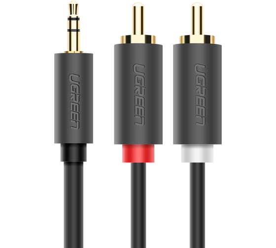 Аудиокабель Ugreen AV102 3.5mm Male to 2 RCA Male Audio Cable, длина 3м. цвет серый 10512_