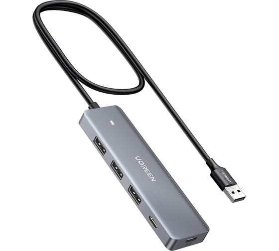 Хаб Ugreen CM219 (15920) 3-USB-A 3.0+ 1- USB-C 3.0 HUB с портом питания USB-C. цвет черный/серебристый 15920_ 1