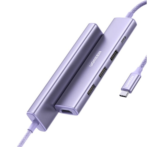 Конвертер многофункциональный Ugreen CM478 (35582) USB-C To HDMI 4K-32Hz+3USB 3.0 A+PD Power Converter. Цвет: нежный фиолетовый 35582_ 1