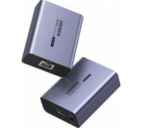 Удлинитель Ugreen CM455 HDMI Over Ethernet Extender 1080P 70м EU. Цвет: серый космос 20519EU