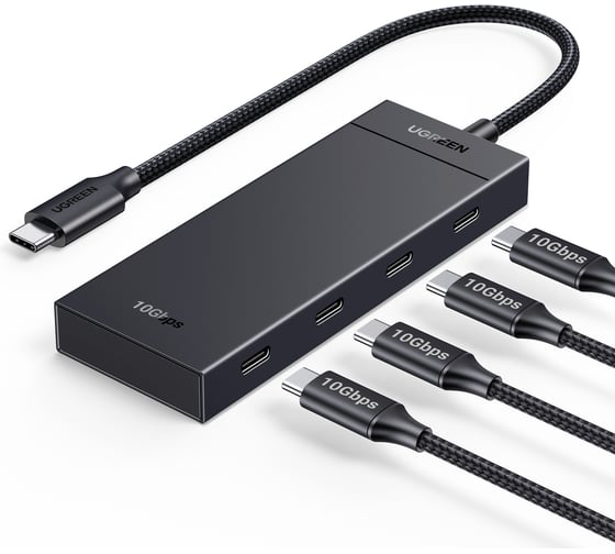 Хаб Ugreen CM806 (35584) USB-C to 4xUSB-C HUB without PD. Цвет: черный 35584_