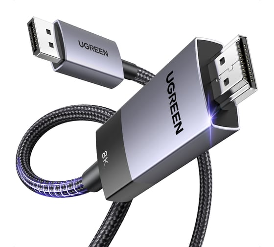Кабель Ugreen DP115 (80395) DisplayPort to HDMI 8K-60Hz Cable. Длина: 1м. Цвет: серый 80395_