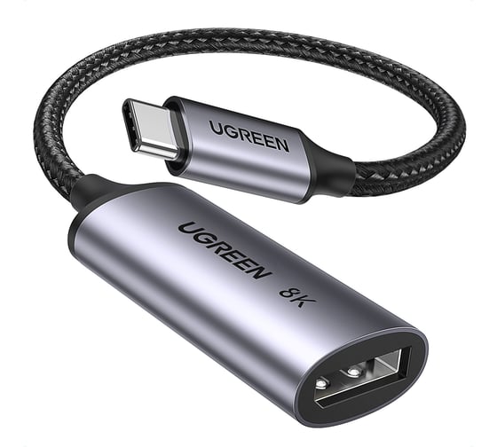 Адаптер Ugreen CM654 (15575) USB-C to DisplayPort 8K-60Hz 10cm Adpter. Длина: 10см. Цвет: серый 15575_