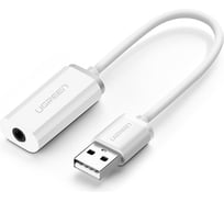 Внешняя звуковая карта Ugreen US206 (30712) USB A Male to 3.5 mm Aux Cable. Цвет: белый 30712_