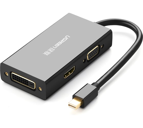 Конвертер Ugreen MD114 (20418) Mini DP to HDMI/VGA/DVI Converter. Длина: 13,3 см. Цвет: черный 20418_ 1