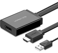 Конвертер Ugreen MM107 (40238) HDMI + USB to DP Converter. Длина 0,5 м. Цвет: черный 40238_