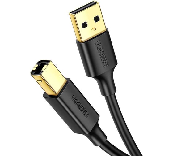 Кабель для принтера Ugreen US135 (10352) USB 2.0 A(m) to USB-B(m) Print Cable с магнитными крепежами. Длина: 3 м. Цвет: черный 10352_