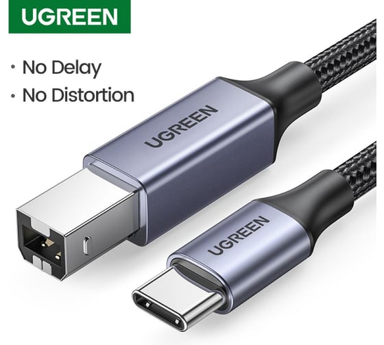 Кабель для принтера Ugreen US370 (45034) USB-C to USB-A Printer Cable. Длина: 1м. Цвет: черный 45034_