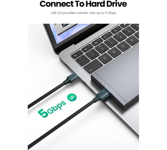 Кабель Ugreen US128 (10369) USB-A 3.0 Male to Male Cable. Длина: 0,5м. Цвет: черный 10369_