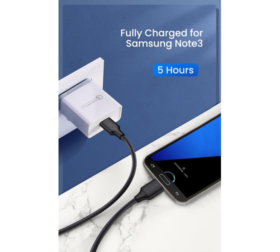 Кабель Ugreen US130 (10840) USB 3.0 A Male to Micro USB 3.0 Male Cable. Длина: 0,5 м. Цвет: черный 10840_