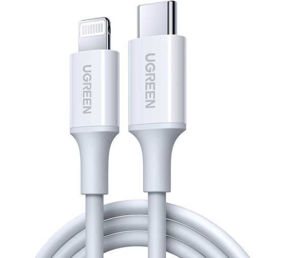 Кабель Ugreen US171 USB-C to Lightning Cable M/M Nickel Plating ABS Shell. Длина: 0,25м. Цвет: белый 60746