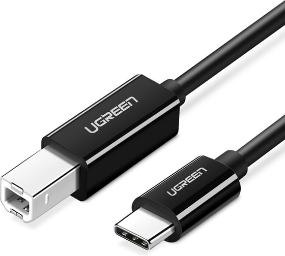 Кабель Ugreen US241 () USB-C 2.0 To USB-B 2.0 Print Cable для подключения принтера. Длина: 1м. Цвет: черный 80811