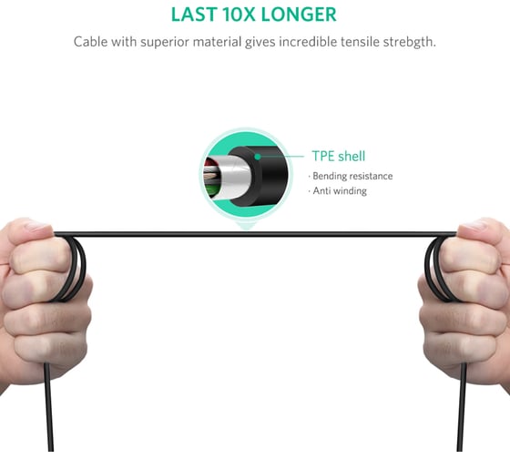 Кабель Ugreen US241 () USB-C 2.0 To USB-B 2.0 Print Cable для подключения принтера. Длина: 1м. Цвет: черный 80811