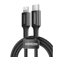 Кабель Ugreen US532 () Lightning To USB-C PD Charging Cable. Длина: 1м. Цвет: черный 90493