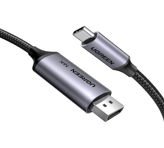 Кабель Ugreen CM707 (25865) USB-C to DisplayPort 16K-30Hz Cable. Длина: 2м. Цвет: серый 25865_ 1