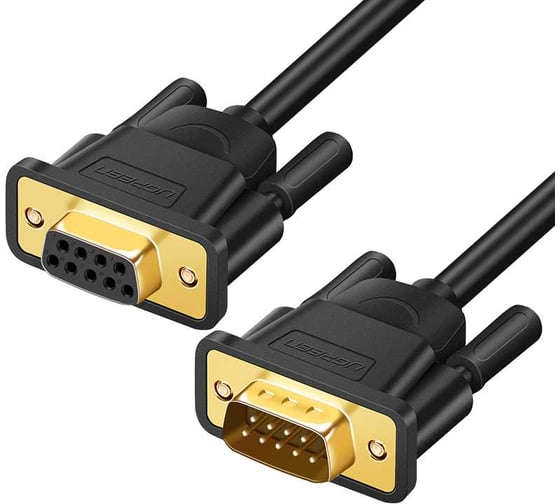 Кабель Ugreen DB101 (20147) DB9 RS-232 Male To Female Adapter Cable. Длина: 3м. Цвет: черный 20147_