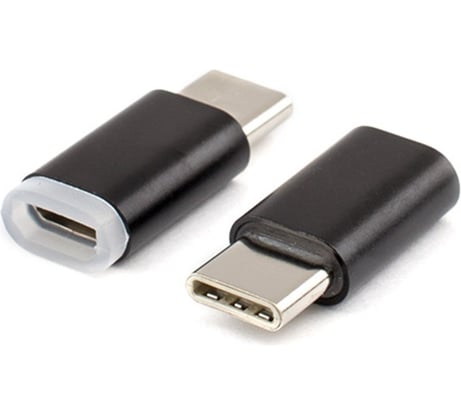 Переходник Retic USB 2.0 штекер Type-C, гнездо микро-USB чёрный AT8101