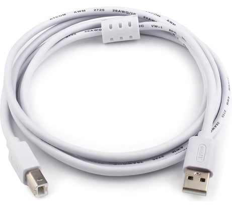 Кабель Retic USB 2.0 штекер USB-A, штекер USB-B с ферритом белый 1,8 м AT3795