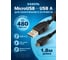 Кабель Retic USB 2.0 для смартфона, штекер микро-USB, штекер USB-A, с ферритом чёрный 1,8 м AT9175 3