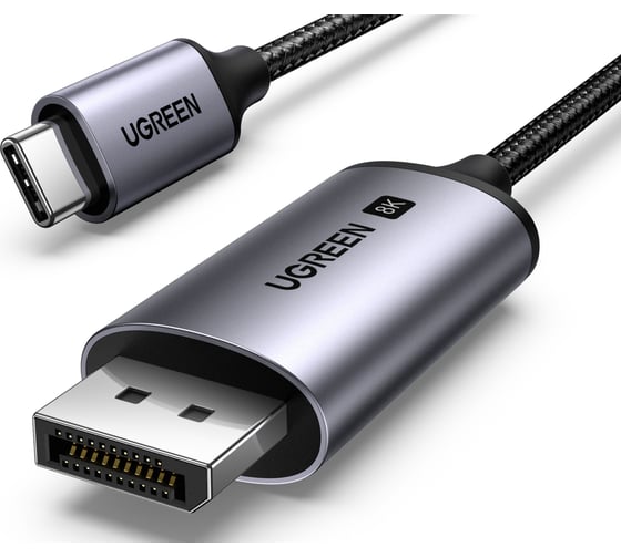 Кабель Ugreen CM556 Type-C — DP 1.4, 8K, 2м, цвет черный 25158