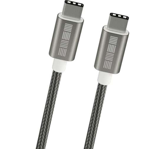 Кабель Interstep, TypeC-TypeC E-mark Chip USB2.0 Silver нейлон 1,0м,М-М 77031 1