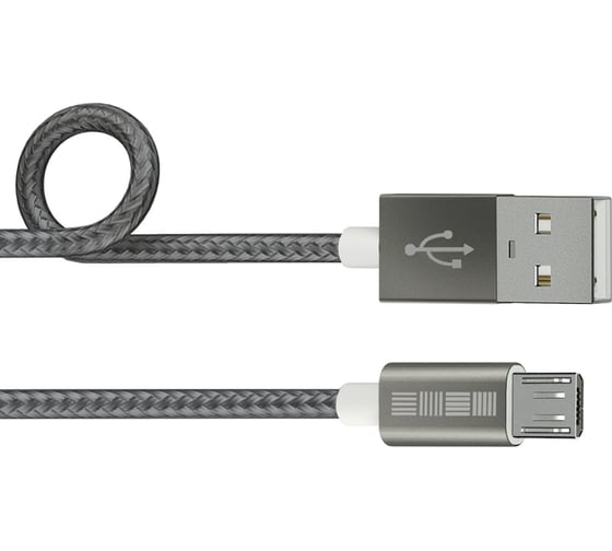 Дата-Кабель USB-microUSB Interstep PVC /Nylon, цвет- SpGray, 2м, B210, 57756 1