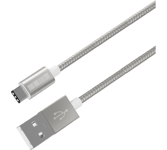Кабель TypeC-USB A USB2.0 Interstep нейлон Silver, длина 1,5м, B201, 54655 1