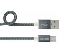 Дата-Кабель USB-microUSB Interstep PVC/Nylon, цвет-SpGray, 1м, B201, 44019