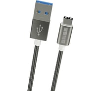 Кабель TypeC-USB A USB3.0 Interstep длина 1.0m нейлон Space Gray, B201, 51823