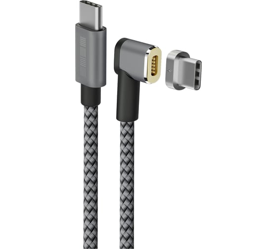Магнитный кабель Interstep, TypeC-TypeC нейлон, 87W темно-серый, 2м, Macbook, B201 64702
