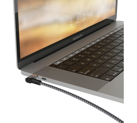 Магнитный кабель Interstep, TypeC-TypeC нейлон, 87W темно-серый, 2м, Macbook, B201 64702